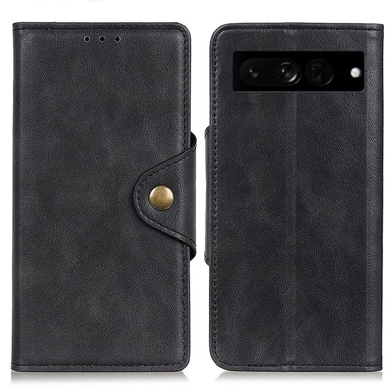 Custodia in pelle Google Pixel 7 Pro Bottone Magnetico In Ecopelle