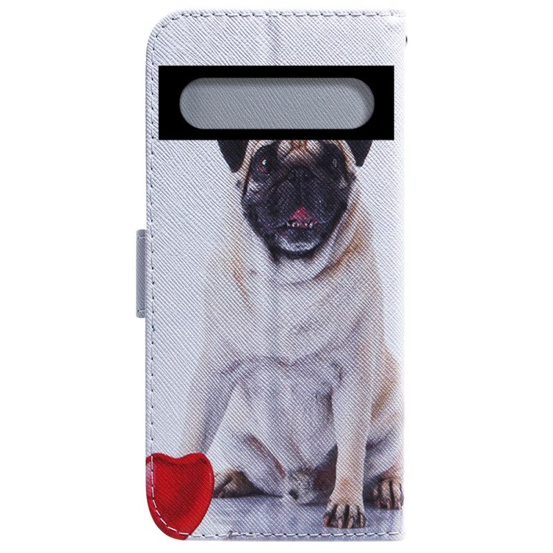 Custodia in pelle Google Pixel 7 Pro Cane Carlino