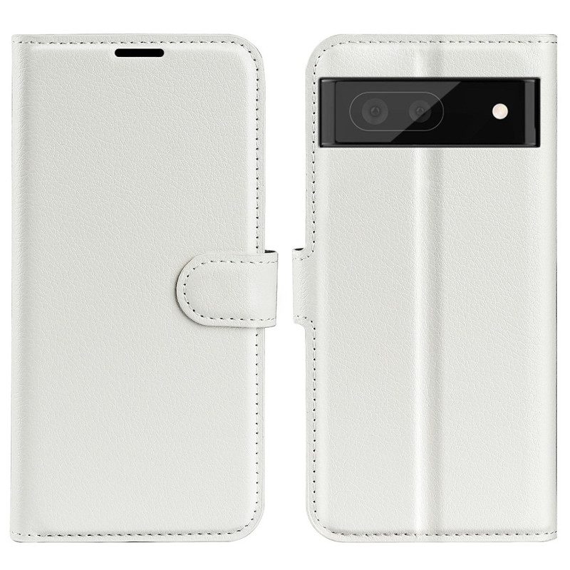 Custodia in pelle Google Pixel 7 Pro Classica Ecopelle Litchi