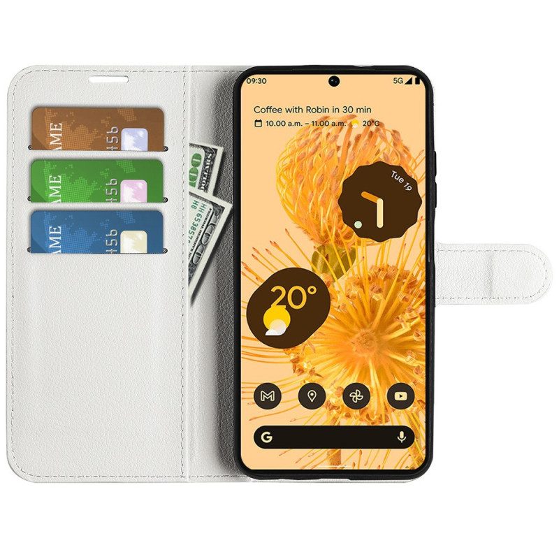 Custodia in pelle Google Pixel 7 Pro Classica Ecopelle Litchi