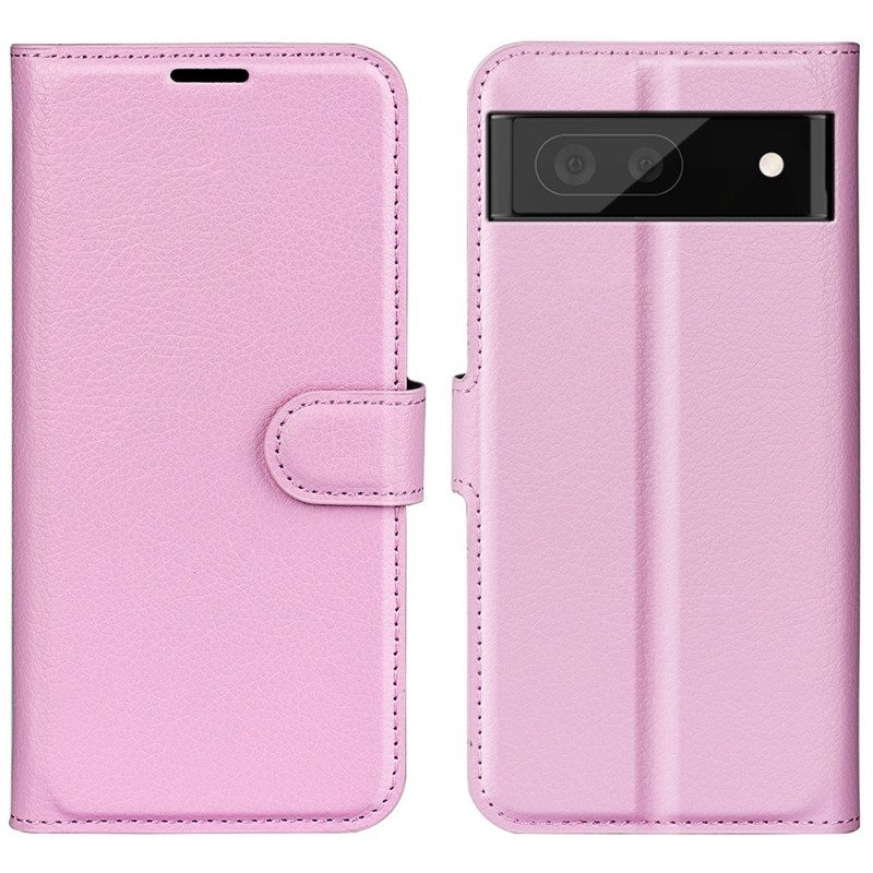 Custodia in pelle Google Pixel 7 Pro Classica Ecopelle Litchi