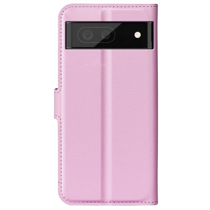 Custodia in pelle Google Pixel 7 Pro Classica Ecopelle Litchi