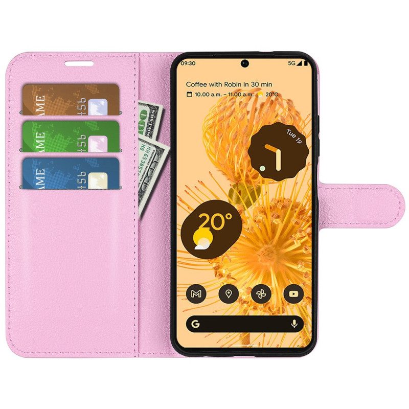 Custodia in pelle Google Pixel 7 Pro Classica Ecopelle Litchi