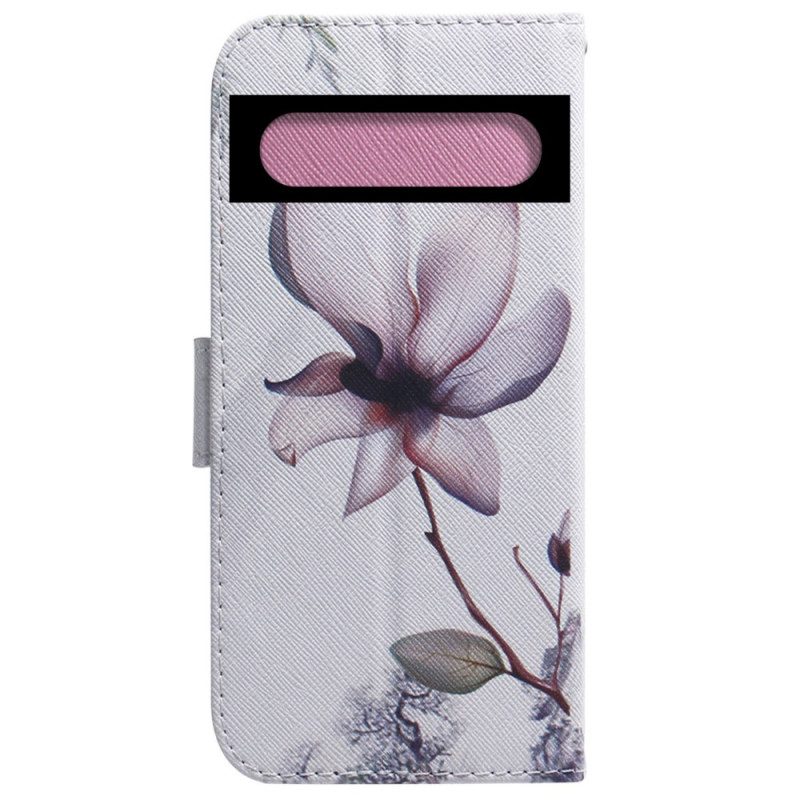 Custodia in pelle Google Pixel 7 Pro Fiore Rosa