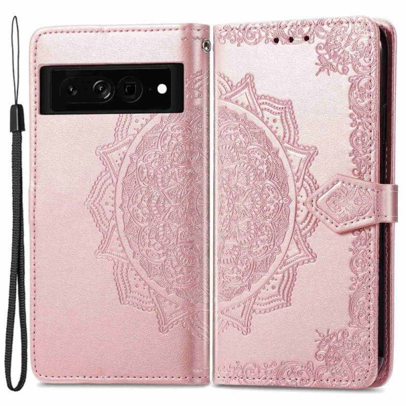 Custodia in pelle Google Pixel 7 Pro Mandala Retrò Strappy