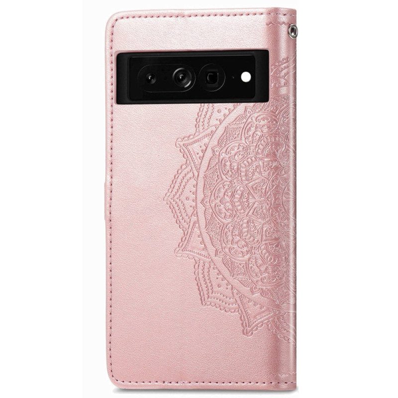 Custodia in pelle Google Pixel 7 Pro Mandala Retrò Strappy