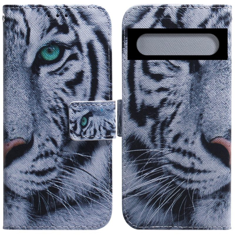 Custodia in pelle Google Pixel 7 Pro Tigre Bianca