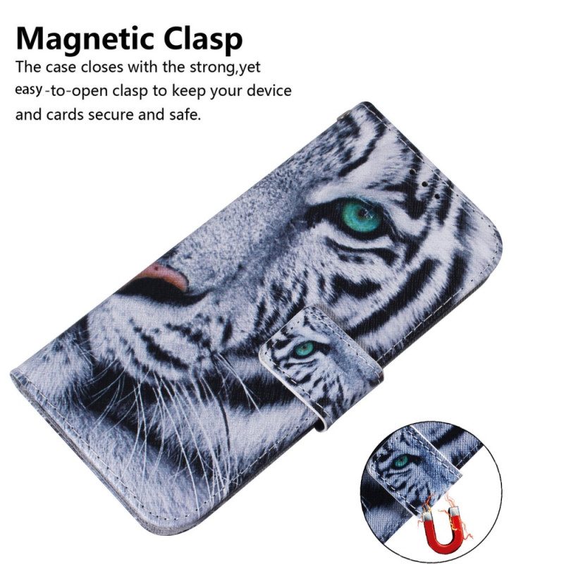 Custodia in pelle Google Pixel 7 Pro Tigre Bianca