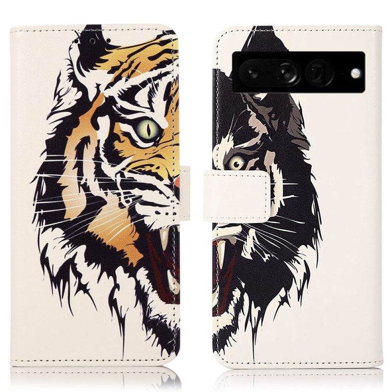 Custodia in pelle Google Pixel 7 Pro Tigre Feroce