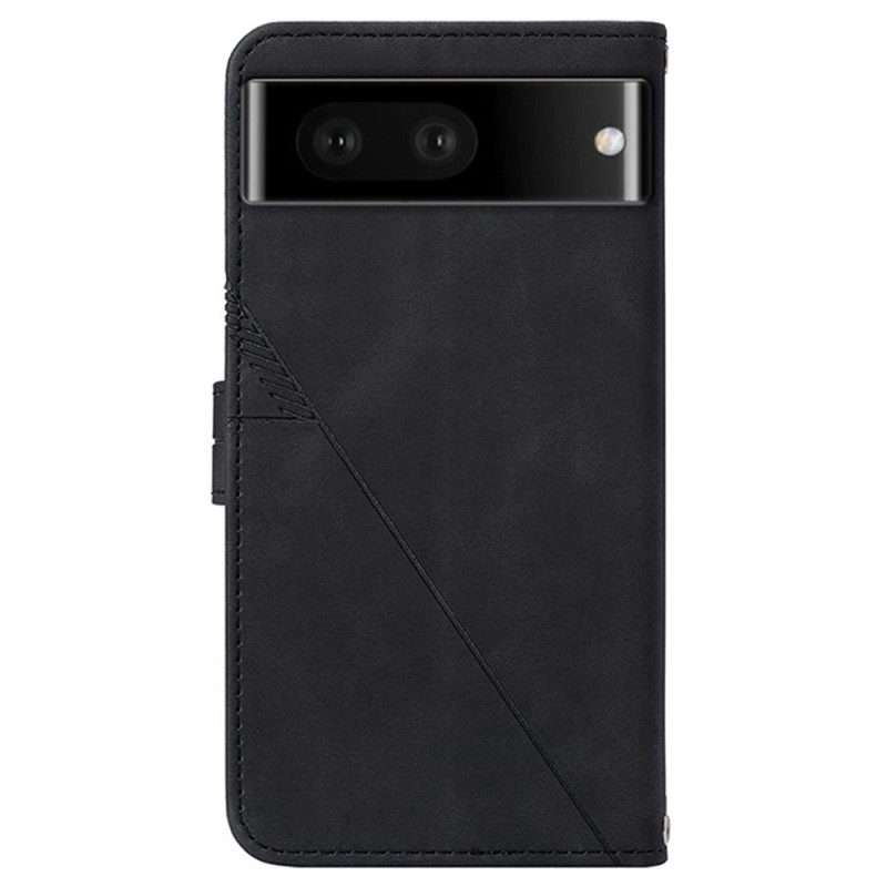 Custodia in pelle Google Pixel 7 Pro Triangoli Con Tracolla