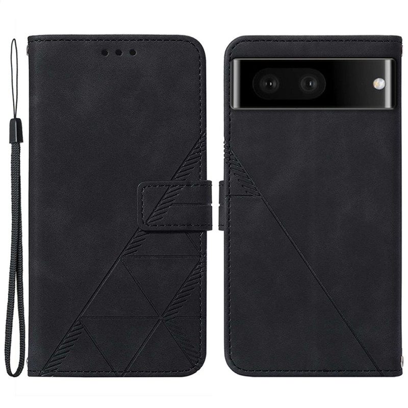 Custodia in pelle Google Pixel 7 Pro Triangoli Con Tracolla