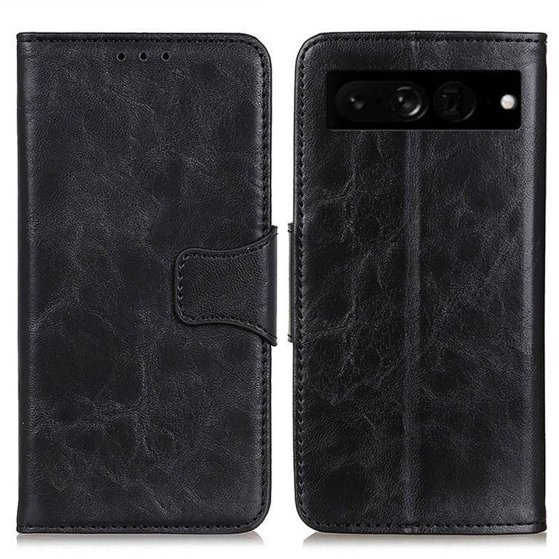 Folio Cover Google Pixel 7 Pro Chiusura Reversibile In Pelle Crosta