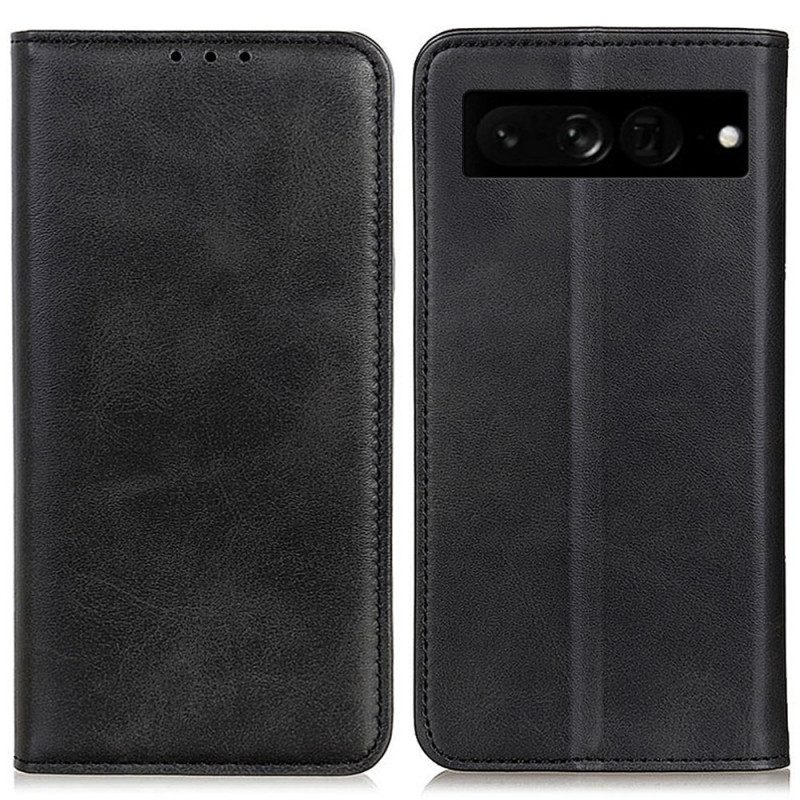 Folio Cover Google Pixel 7 Pro Custodia in pelle Crosta Di Cuoio Classica