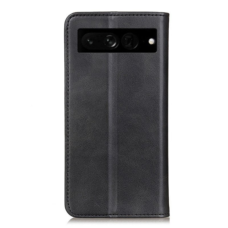 Folio Cover Google Pixel 7 Pro Custodia in pelle Crosta Di Cuoio Classica