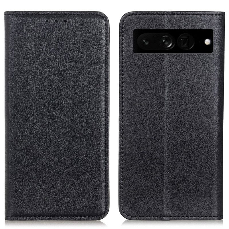 Folio Cover Google Pixel 7 Pro Custodia in pelle Crosta Di Cuoio Litchi