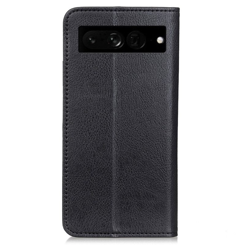 Folio Cover Google Pixel 7 Pro Custodia in pelle Crosta Di Cuoio Litchi