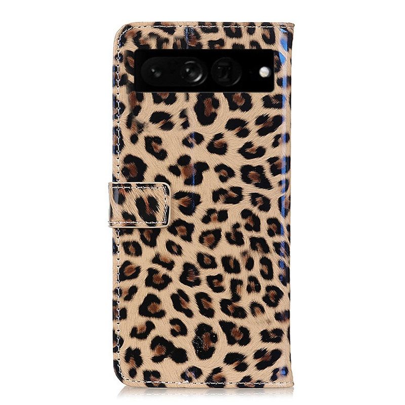 Folio Cover Google Pixel 7 Pro Effetto Pelle Di Leopardo