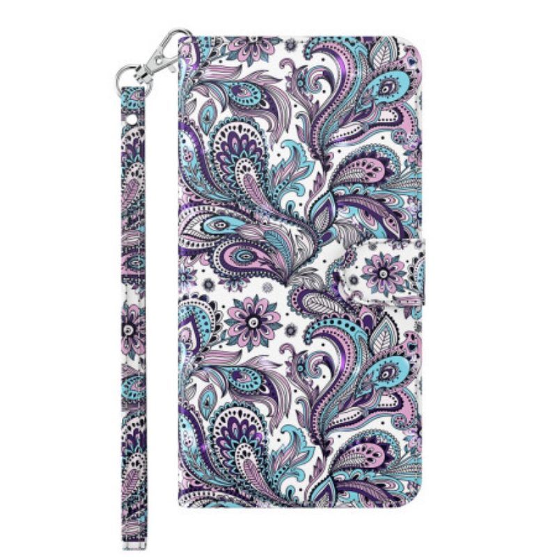 Folio Cover Google Pixel 7 Pro Motivo Paisley Con Spalline