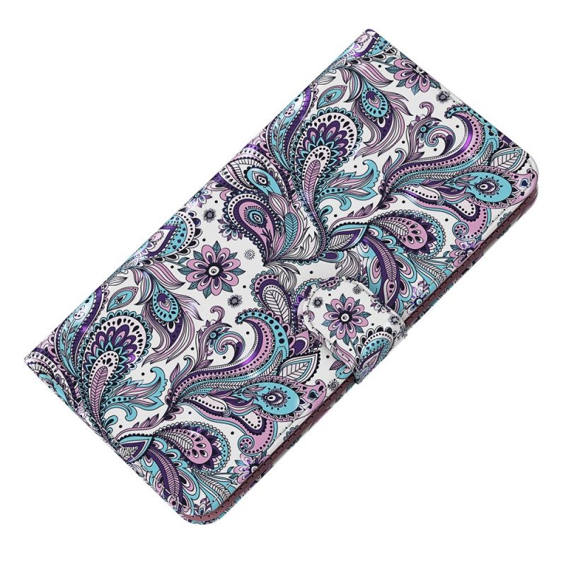 Folio Cover Google Pixel 7 Pro Motivo Paisley Con Spalline