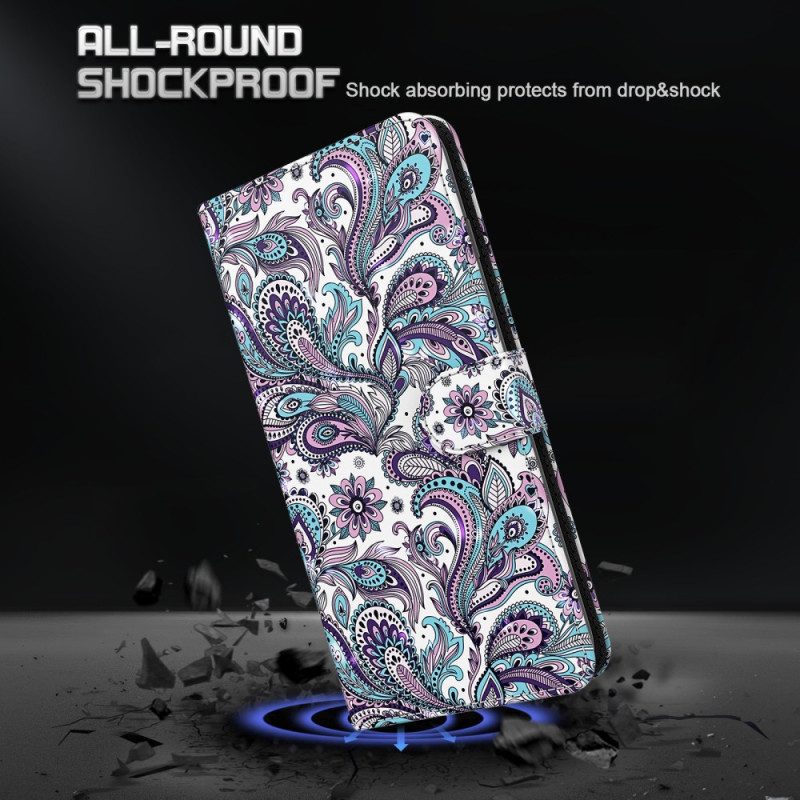 Folio Cover Google Pixel 7 Pro Motivo Paisley Con Spalline