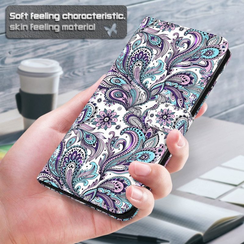 Folio Cover Google Pixel 7 Pro Motivo Paisley Con Spalline