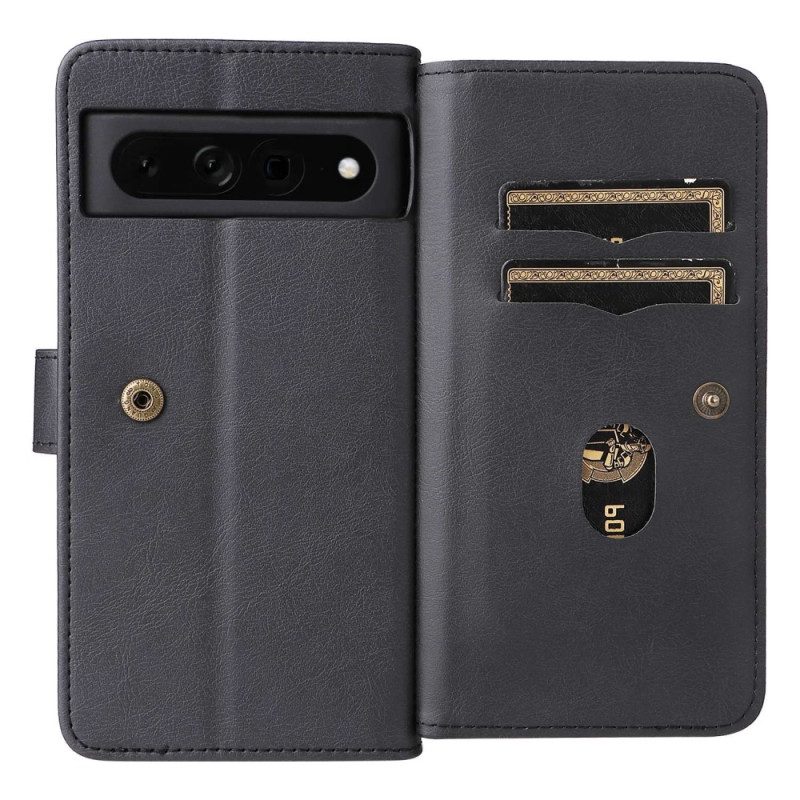 Folio Cover Google Pixel 7 Pro Porta Carte Multifunzionale Da 10 Carte