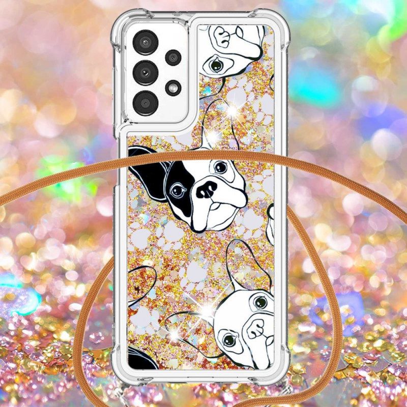 Cover Samsung Galaxy A13 Cani Con Coulisse Di Paillettes