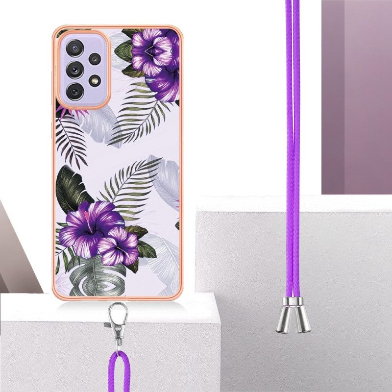 Cover Samsung Galaxy A13 Con Cordoncino Di Fiori