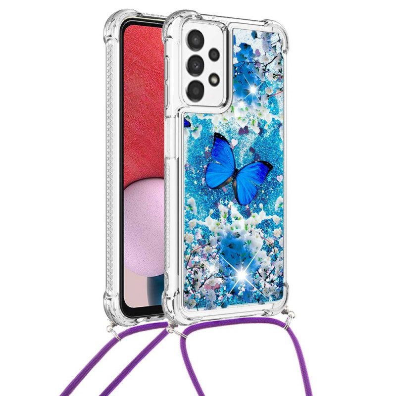 Cover Samsung Galaxy A13 Farfalle Di Paillettes Con Coulisse