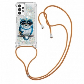 Cover Samsung Galaxy A13 Miss Owl Con Coulisse In Paillettes