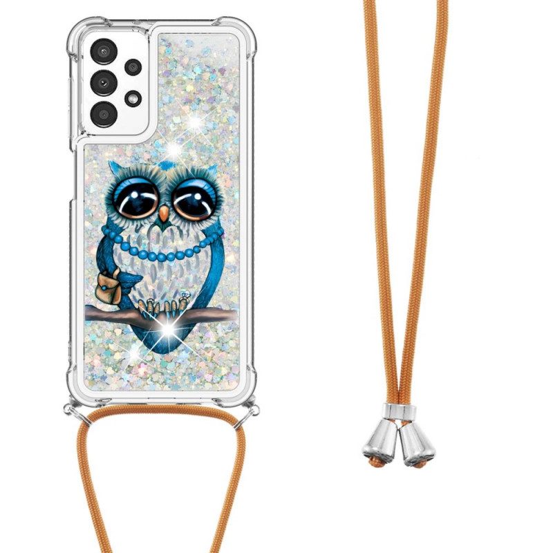 Cover Samsung Galaxy A13 Miss Owl Con Coulisse In Paillettes