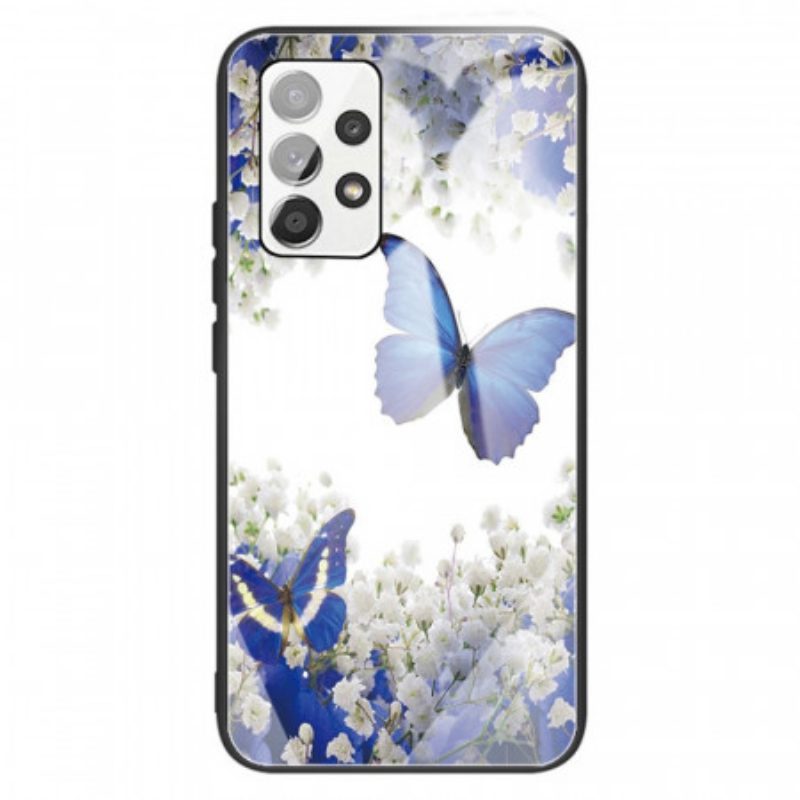 Cover Samsung Galaxy A13 Vetro Temperato Design Farfalle