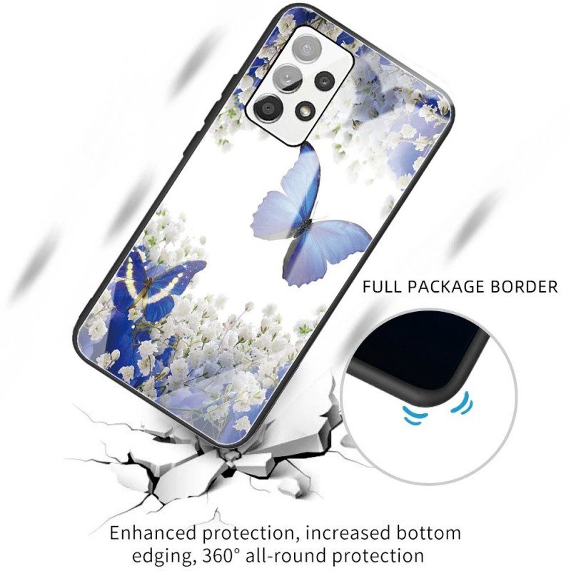 Cover Samsung Galaxy A13 Vetro Temperato Design Farfalle