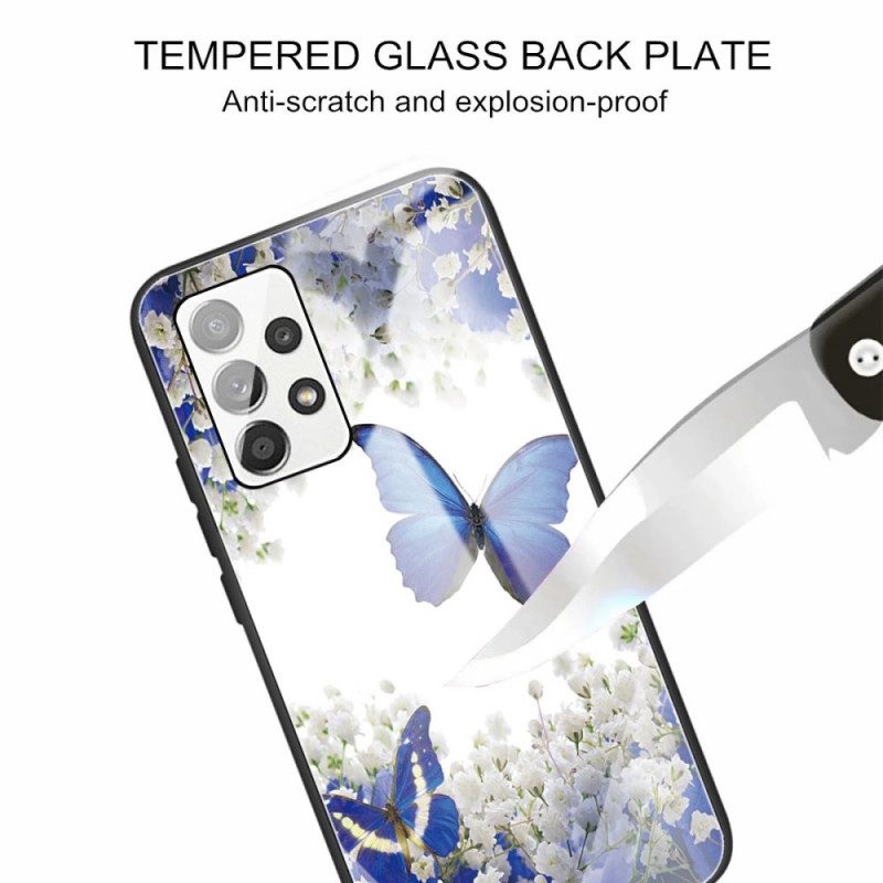 Cover Samsung Galaxy A13 Vetro Temperato Design Farfalle