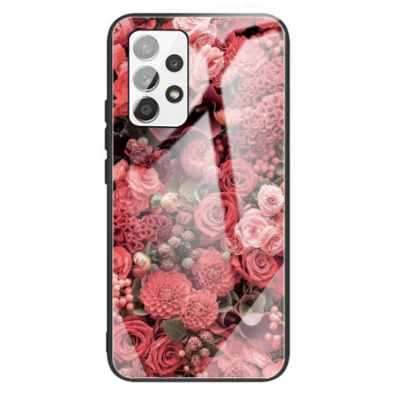 Cover Samsung Galaxy A13 Vetro Temperato Rose Flowers