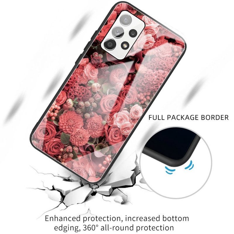 Cover Samsung Galaxy A13 Vetro Temperato Rose Flowers