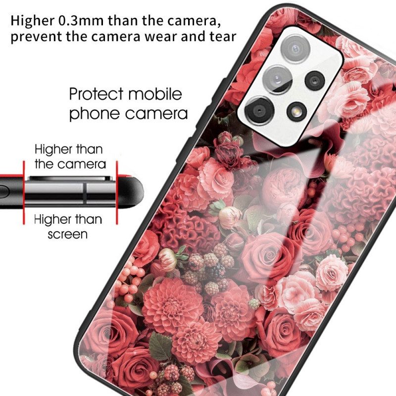 Cover Samsung Galaxy A13 Vetro Temperato Rose Flowers