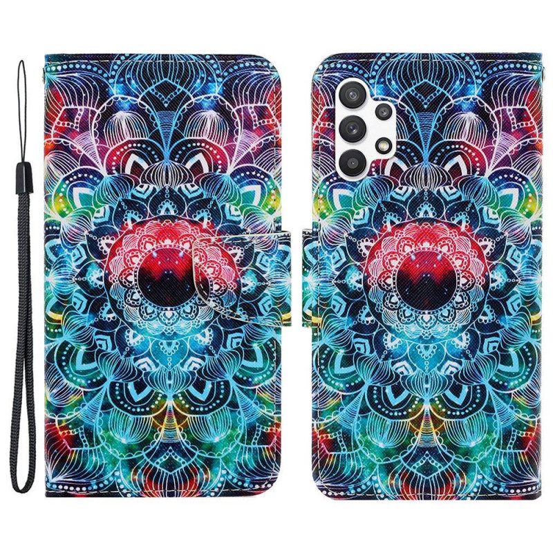 Custodia A Portafoglio Samsung Galaxy A13 Mandala Con Spalline Vistose