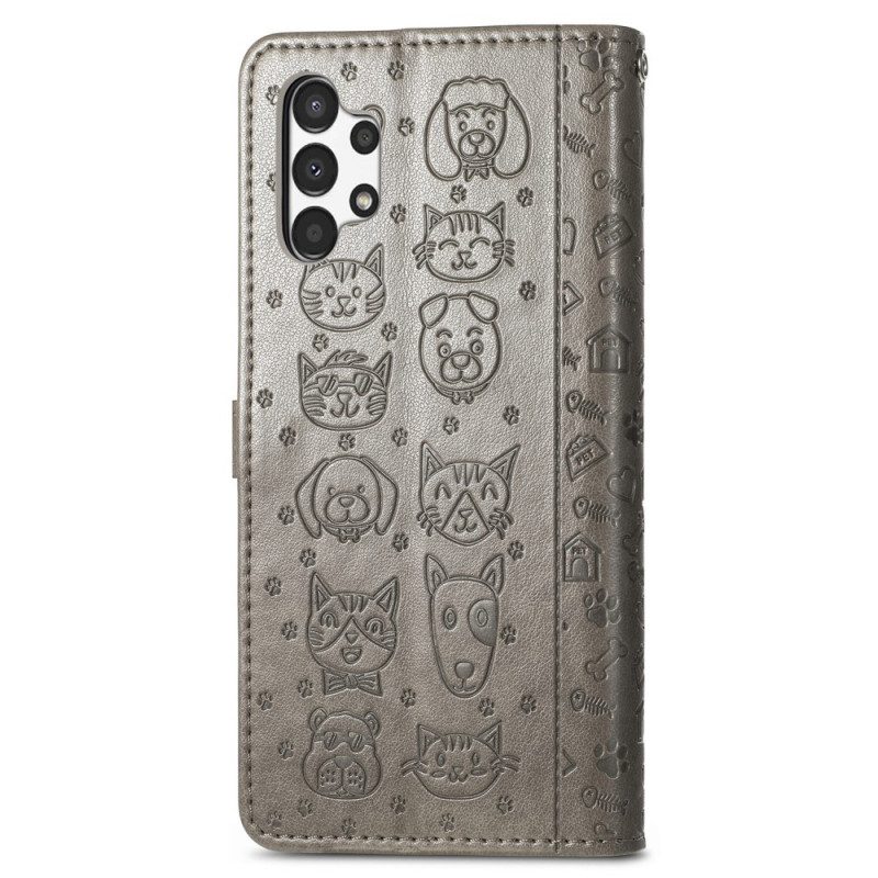 Custodia in pelle Samsung Galaxy A13 Animali Animati