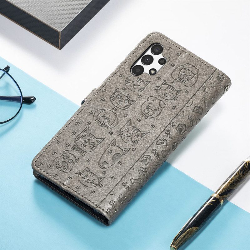 Custodia in pelle Samsung Galaxy A13 Animali Animati