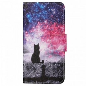 Custodia in pelle Samsung Galaxy A13 Gatto Lucernario