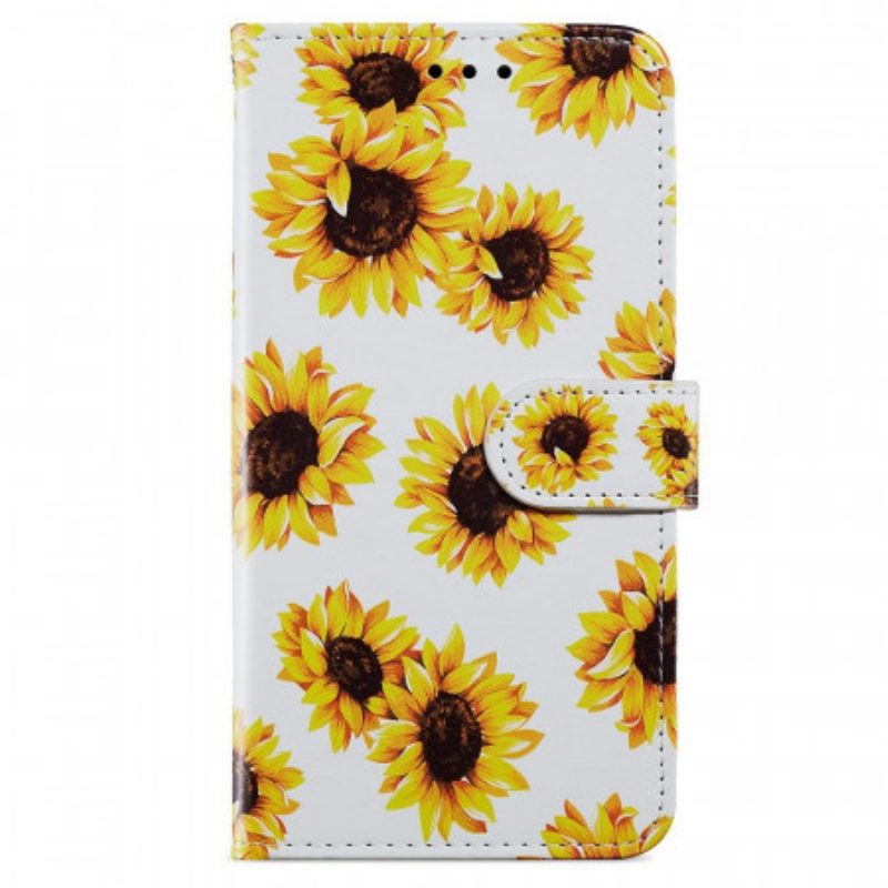 Custodia in pelle Samsung Galaxy A13 Girasoli