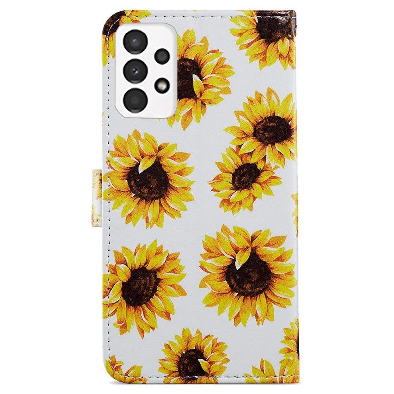 Custodia in pelle Samsung Galaxy A13 Girasoli