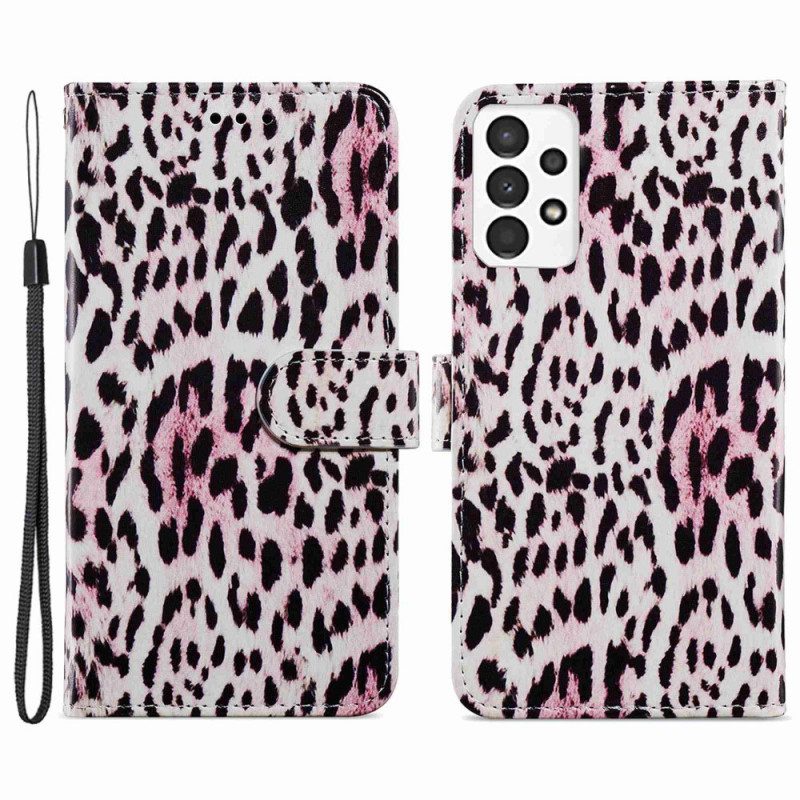 Custodia in pelle Samsung Galaxy A13 Leopardato