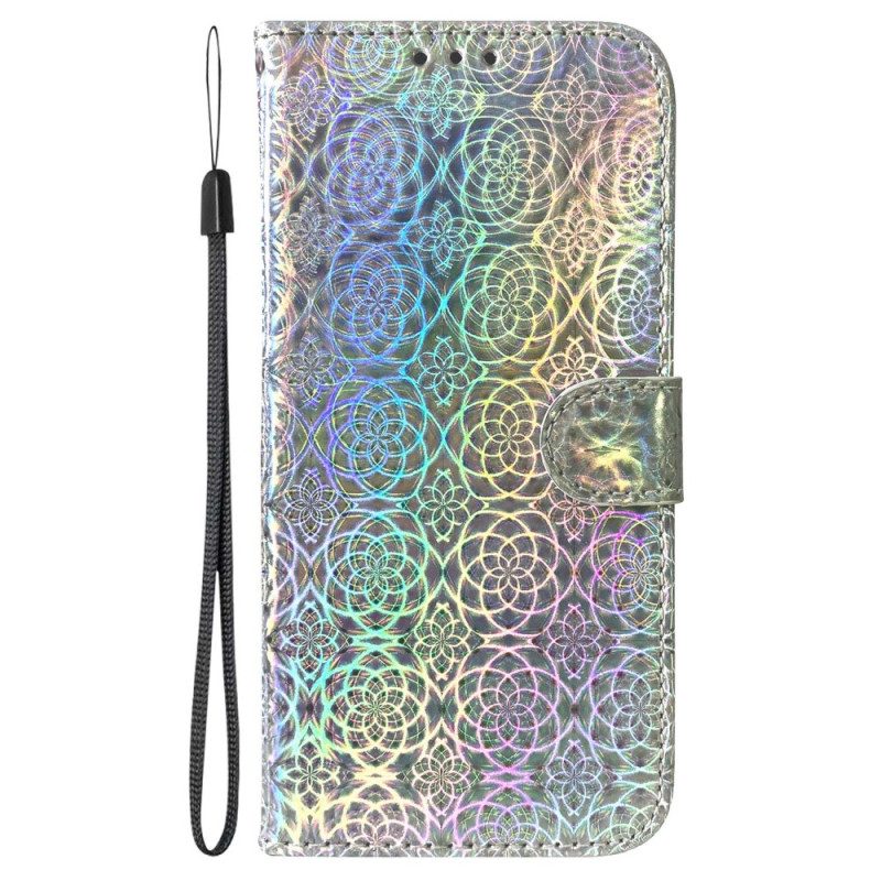 Custodia in pelle Samsung Galaxy A13 Strappy Fiori Psichedelici