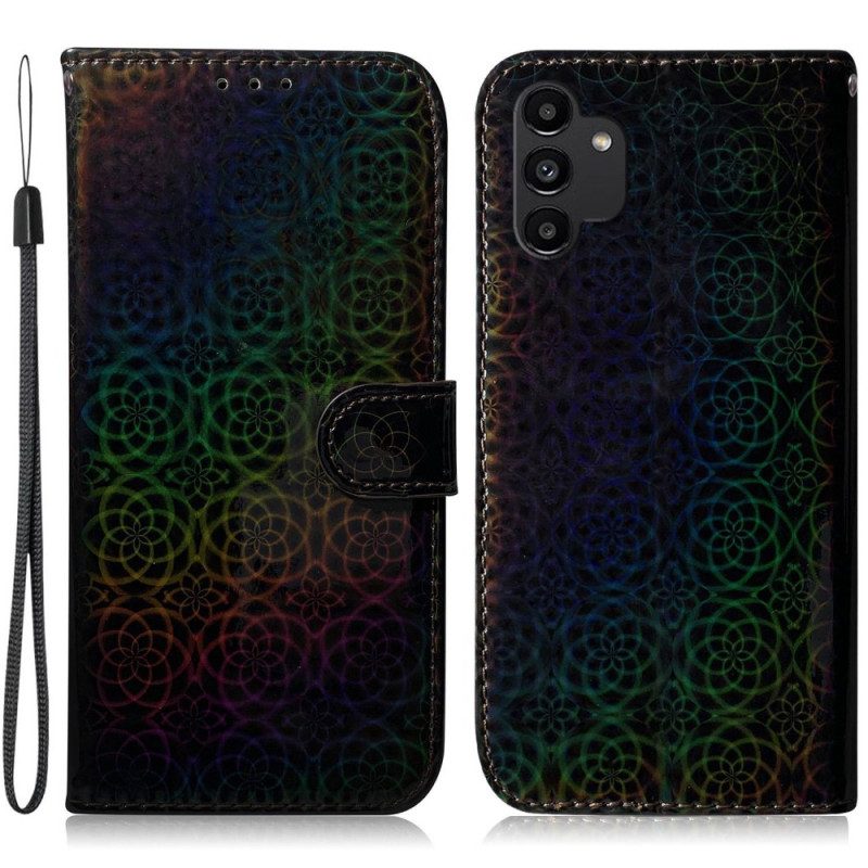 Custodia in pelle Samsung Galaxy A13 Strappy Fiori Psichedelici