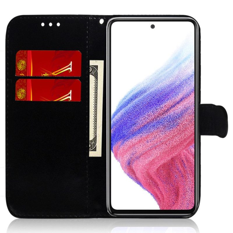 Custodia in pelle Samsung Galaxy A13 Strappy Fiori Psichedelici