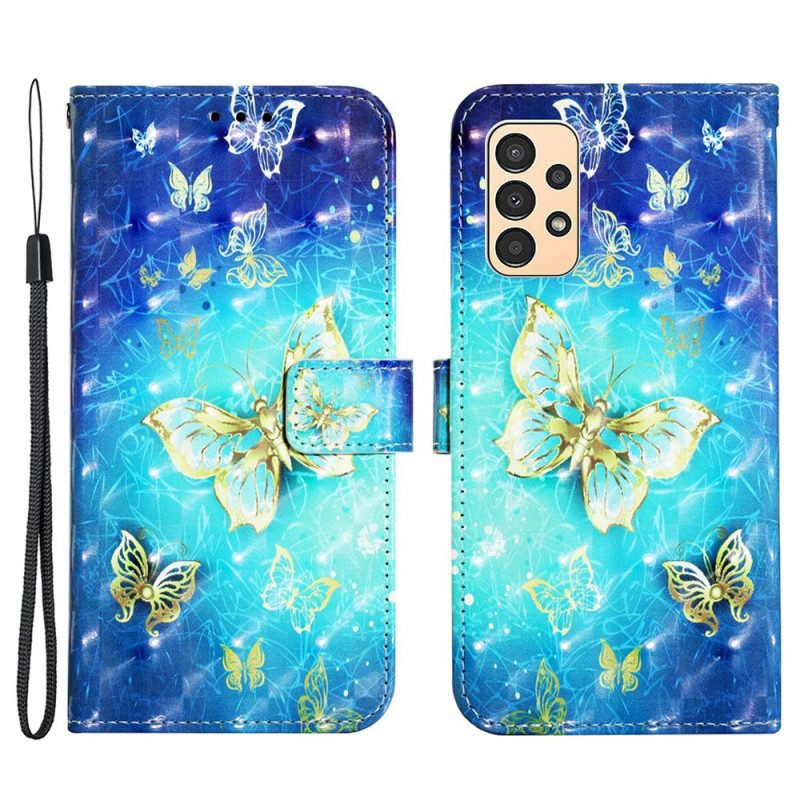 Custodia in pelle Samsung Galaxy A13 Volo Di Farfalle In Cordino