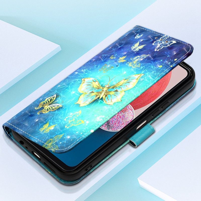 Custodia in pelle Samsung Galaxy A13 Volo Di Farfalle In Cordino