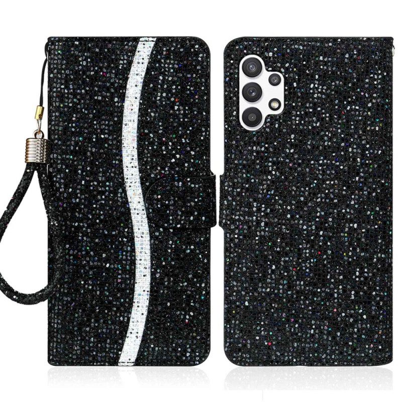 Folio Cover Samsung Galaxy A13 Paillettes Strappy